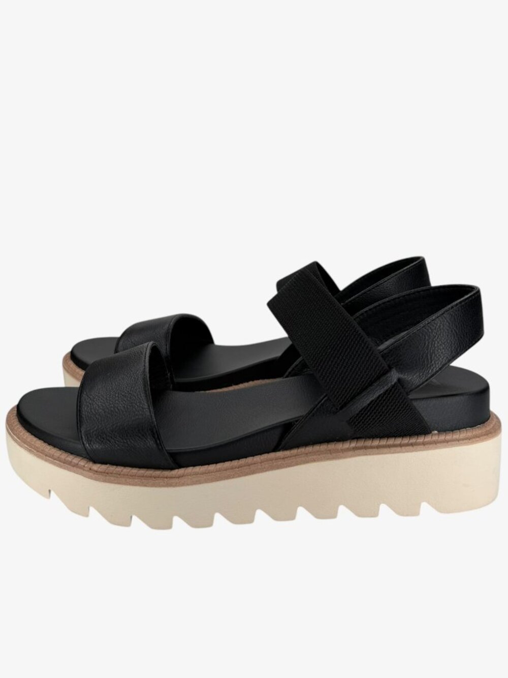 MIA Jene Platform Wedge Sandal - Black/White - Size 9